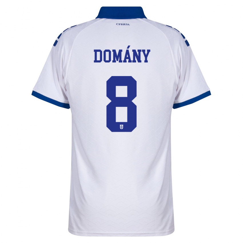 ילדים סרביה Bence Domány #8 כהה לבן אדום הרחק ג'רזי 26-28 חולצה קצרה