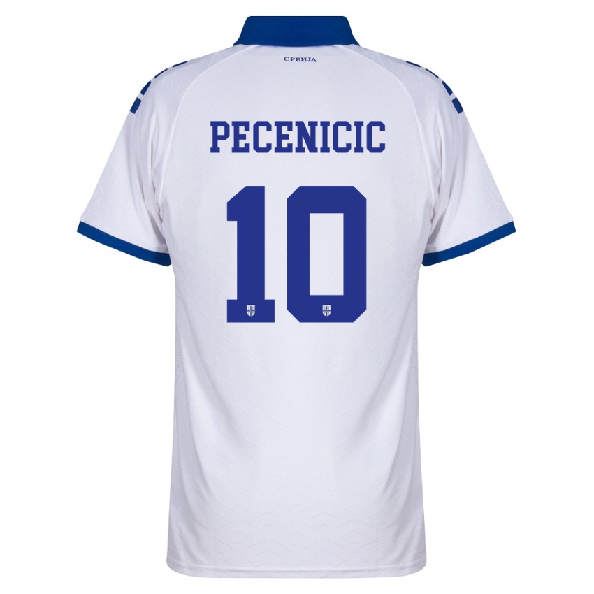 ילדים סרביה Mihailo Pecenicic #10 כהה לבן אדום הרחק ג'רזי 26-28 חולצה קצרה