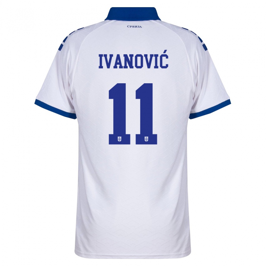 ילדים סרביה מילאנה איבנוביץ' #11 כהה לבן אדום הרחק ג'רזי 26-28 חולצה קצרה