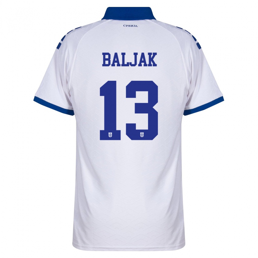 ילדים סרביה Uros Baljak #13 כהה לבן אדום הרחק ג'רזי 26-28 חולצה קצרה