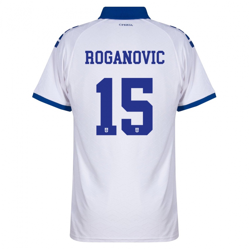 ילדים סרביה Vuk Roganovic #15 כהה לבן אדום הרחק ג'רזי 26-28 חולצה קצרה