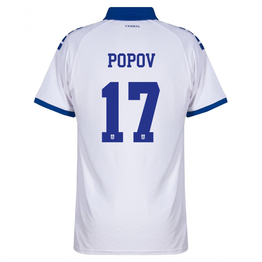ילדים סרביה Andrej Popov #17 כהה לבן אדום הרחק ג'רזי 26-28 חולצה קצרה