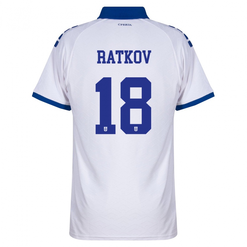 ילדים סרביה פטר ראטקוב #18 כהה לבן אדום הרחק ג'רזי 26-28 חולצה קצרה