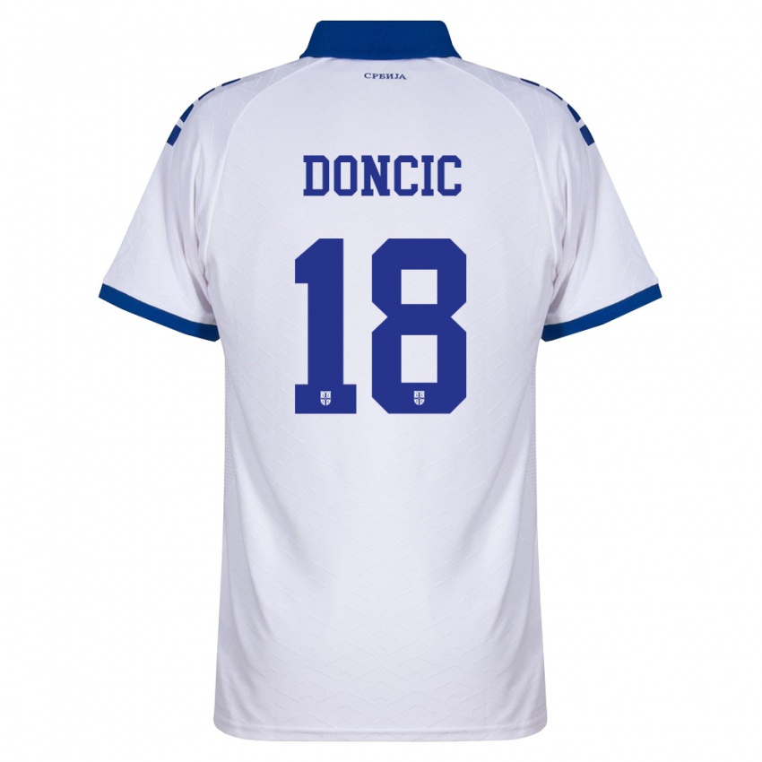 ילדים סרביה Filip Doncic #18 כהה לבן אדום הרחק ג'רזי 26-28 חולצה קצרה