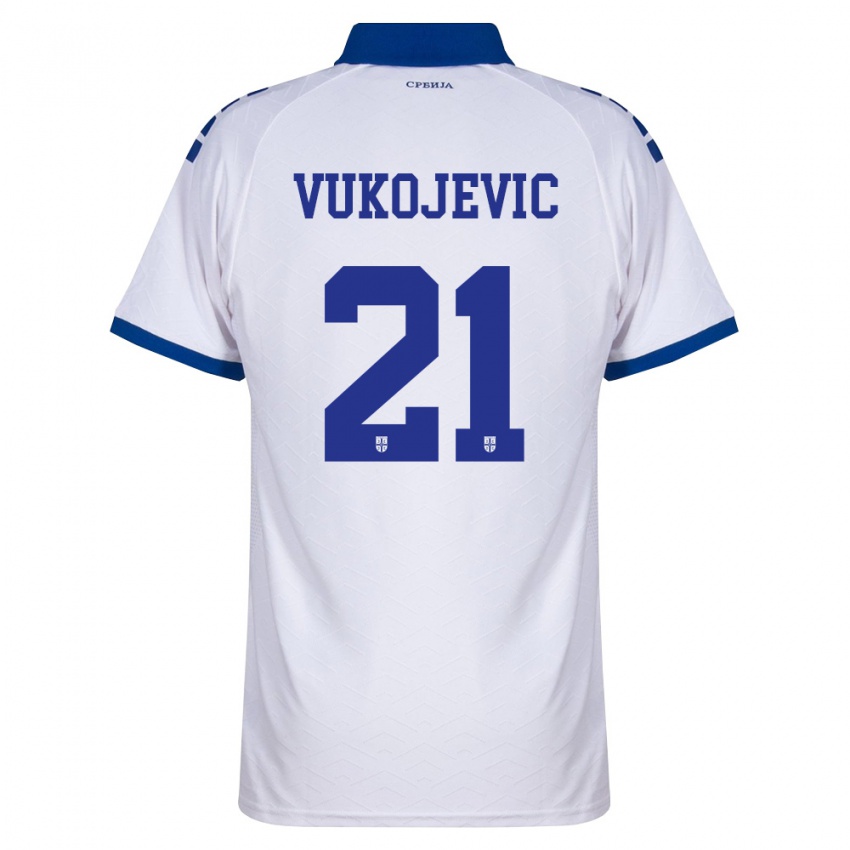 ילדים סרביה ולקו ווקויביץ׳ #21 כהה לבן אדום הרחק ג'רזי 26-28 חולצה קצרה