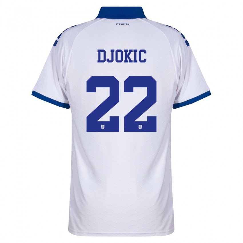 ילדים סרביה David Djokic #22 כהה לבן אדום הרחק ג'רזי 26-28 חולצה קצרה