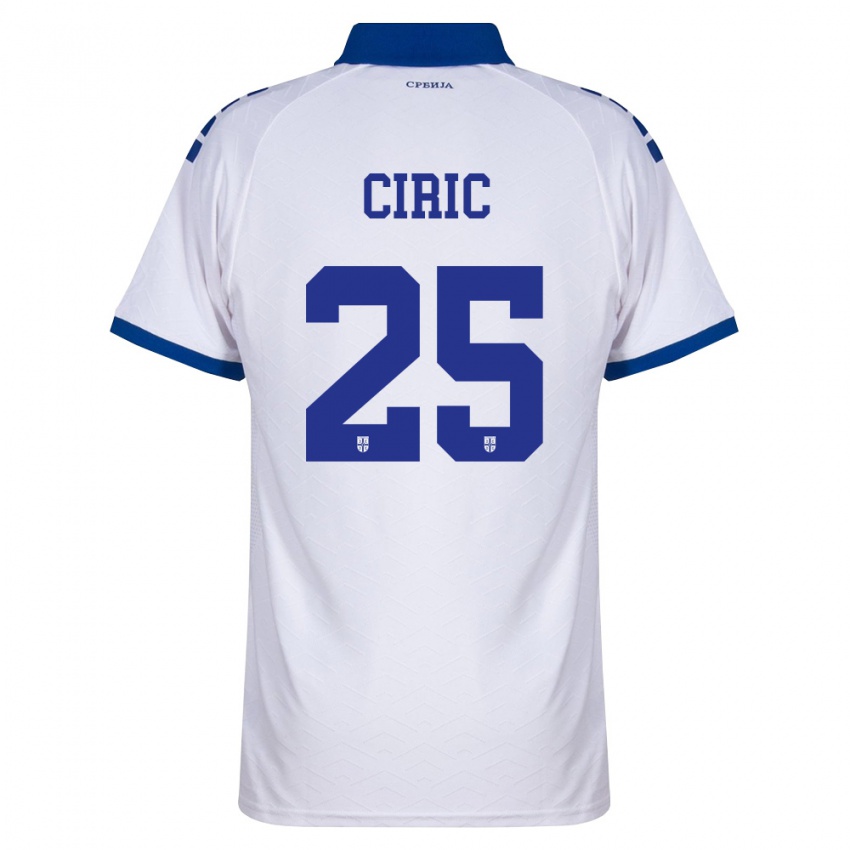 ילדים סרביה Jovan Ciric #25 כהה לבן אדום הרחק ג'רזי 26-28 חולצה קצרה