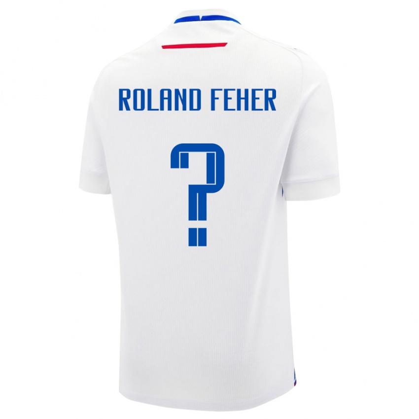 ילדים סלובקיה Mate Roland Feher #0 לבן כחול הרחק ג'רזי 26-28 חולצה קצרה