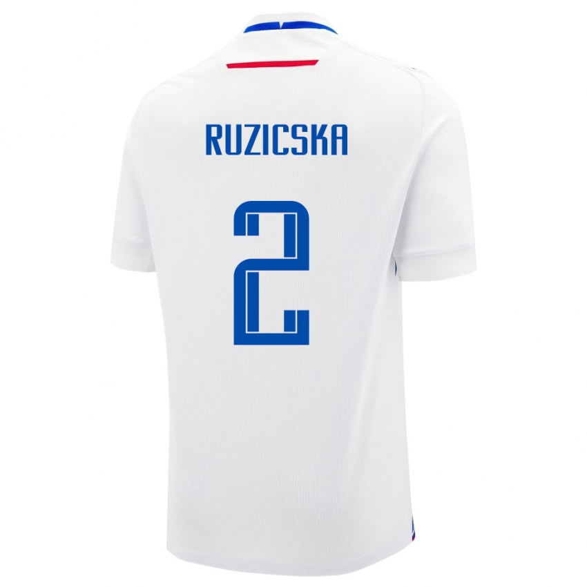 ילדים סלובקיה Dominik Ruzicska #2 לבן כחול הרחק ג'רזי 26-28 חולצה קצרה