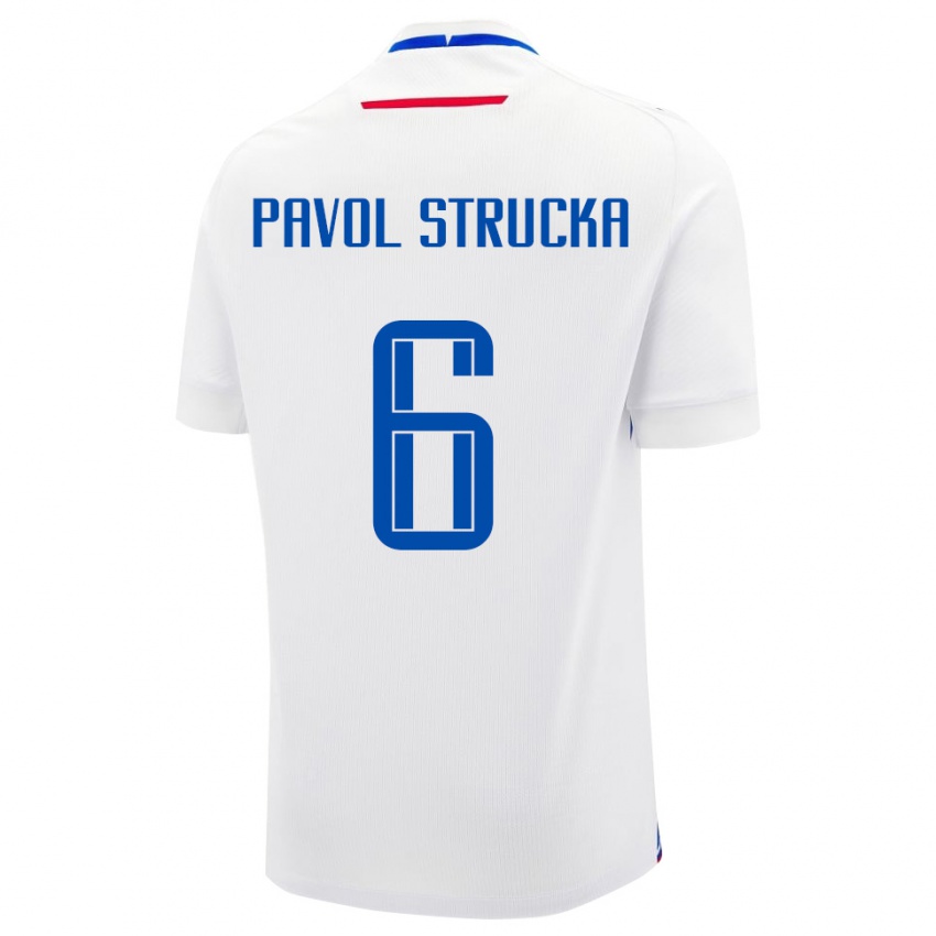 ילדים סלובקיה Kristian Pavol Strucka #6 לבן כחול הרחק ג'רזי 26-28 חולצה קצרה