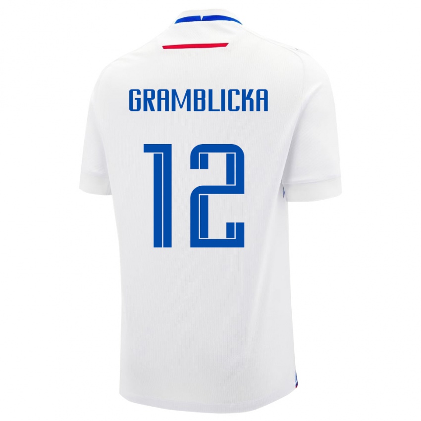 ילדים סלובקיה Daniel Gramblicka #12 לבן כחול הרחק ג'רזי 26-28 חולצה קצרה