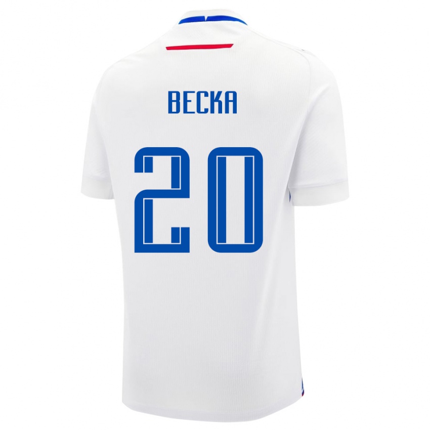 ילדים סלובקיה Martin Becka #20 לבן כחול הרחק ג'רזי 26-28 חולצה קצרה