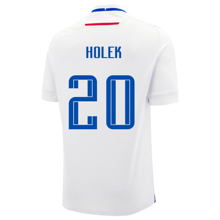 ילדים סלובקיה Jakub Holek #20 לבן כחול הרחק ג'רזי 26-28 חולצה קצרה