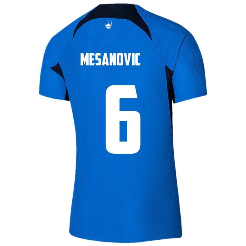 ילדים סלובניה Emin Mesanovic #6 כחול לבן הרחק ג'רזי 26-28 חולצה קצרה