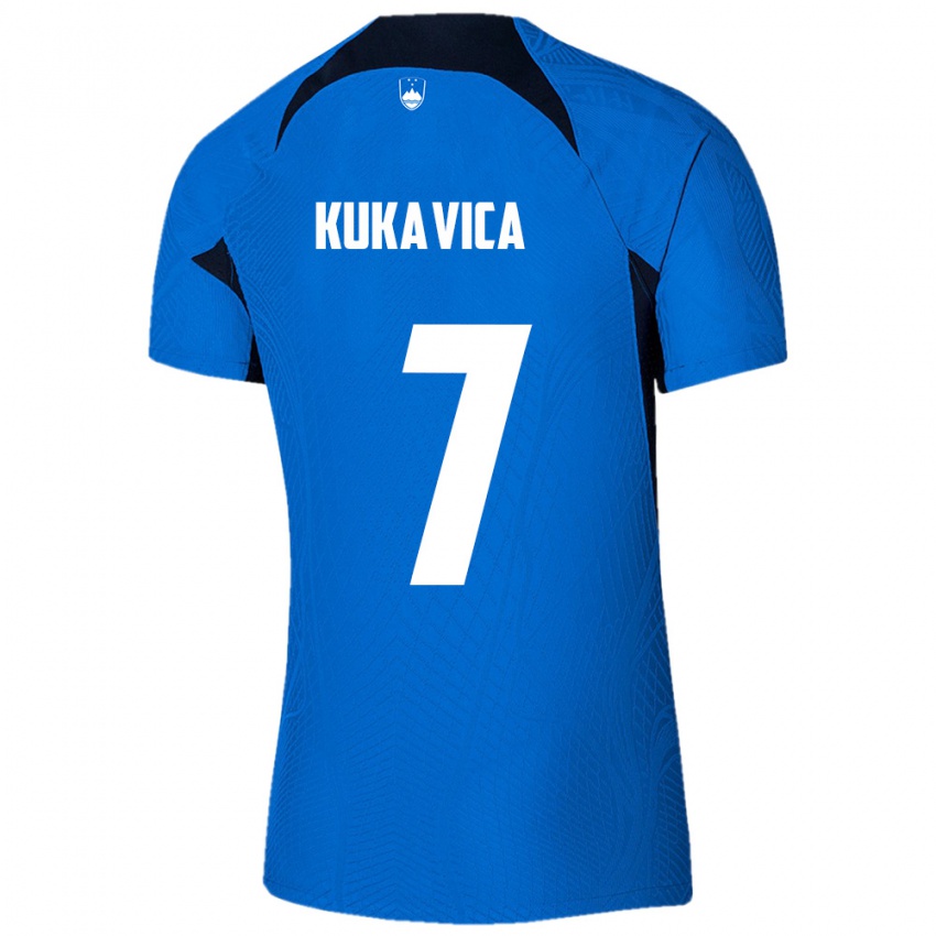 ילדים סלובניה Inas Kukavica #7 כחול לבן הרחק ג'רזי 26-28 חולצה קצרה