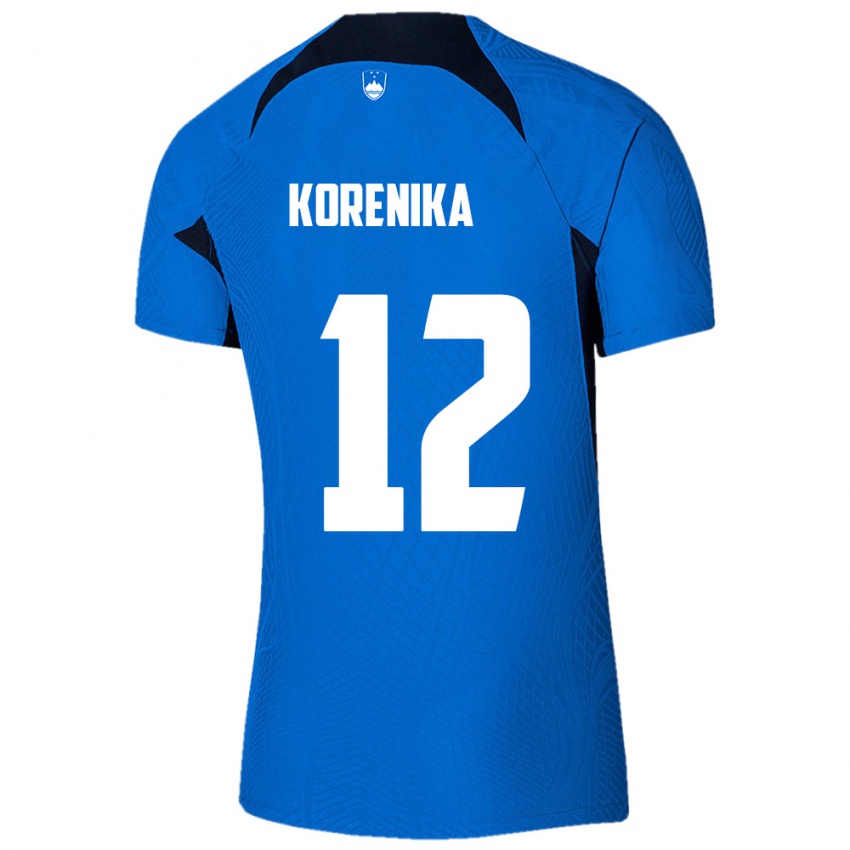 ילדים סלובניה Matej Korenika #12 כחול לבן הרחק ג'רזי 26-28 חולצה קצרה