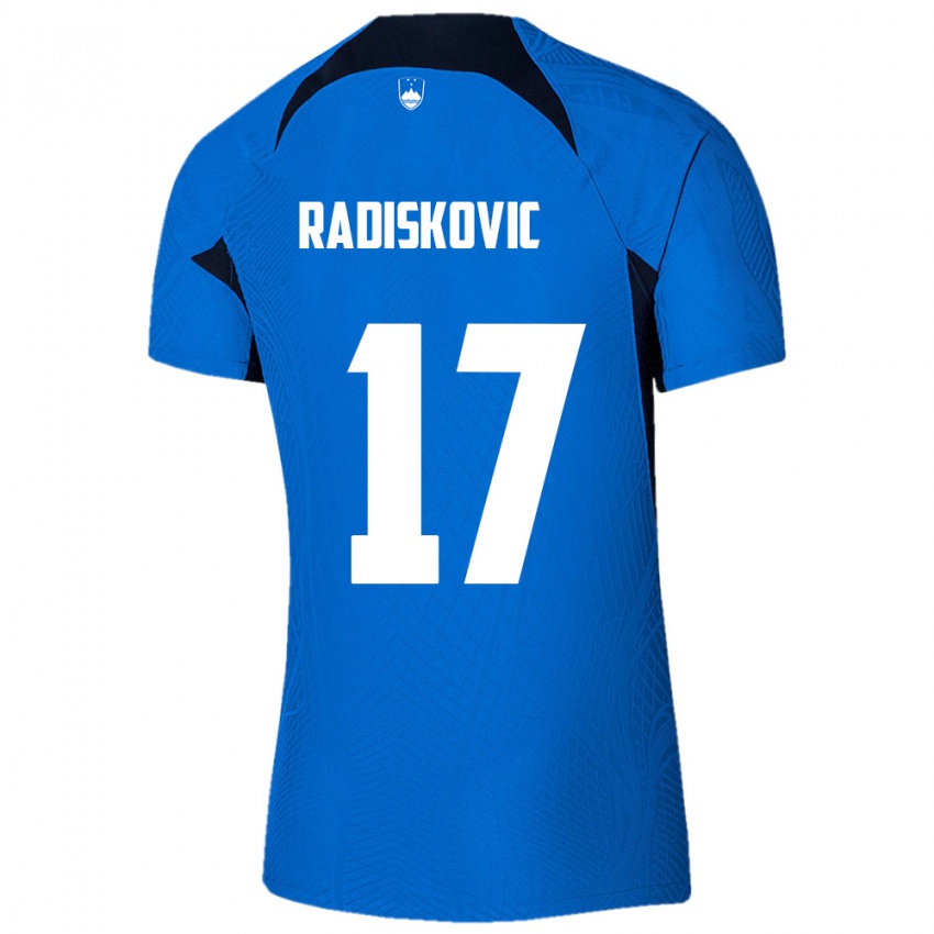 ילדים סלובניה Aleks Radiskovic #17 כחול לבן הרחק ג'רזי 26-28 חולצה קצרה