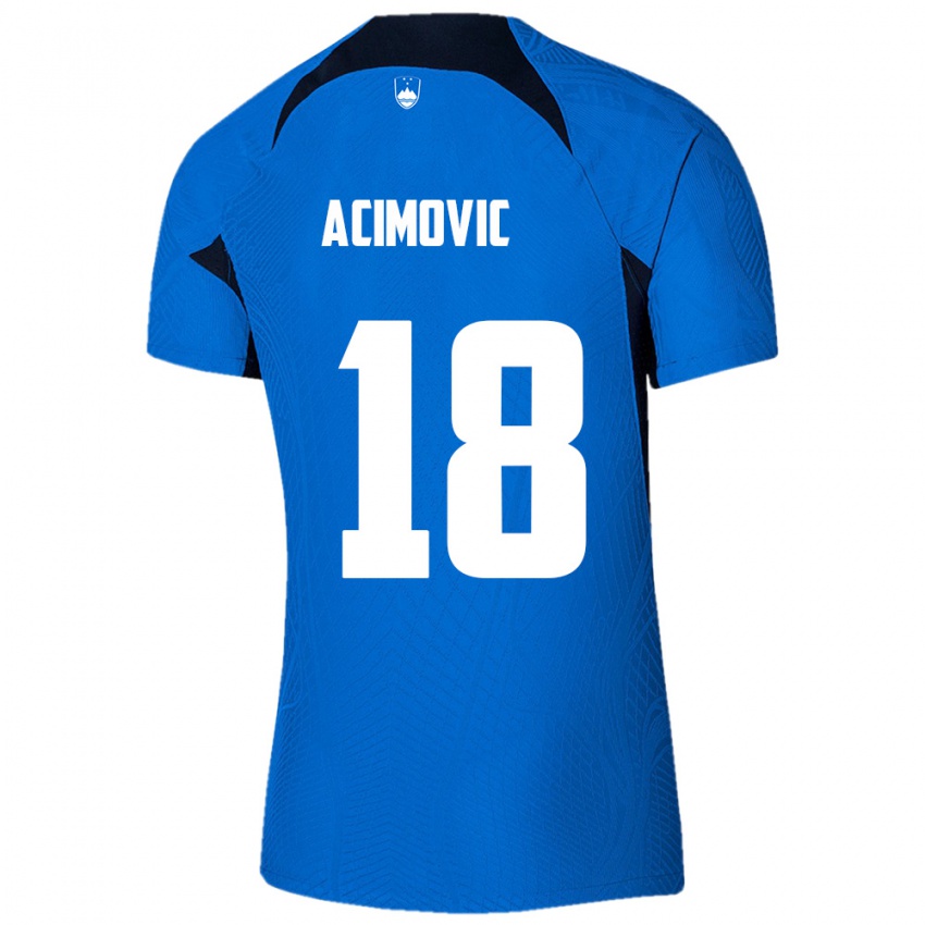 ילדים סלובניה Mateo Acimovic #18 כחול לבן הרחק ג'רזי 26-28 חולצה קצרה