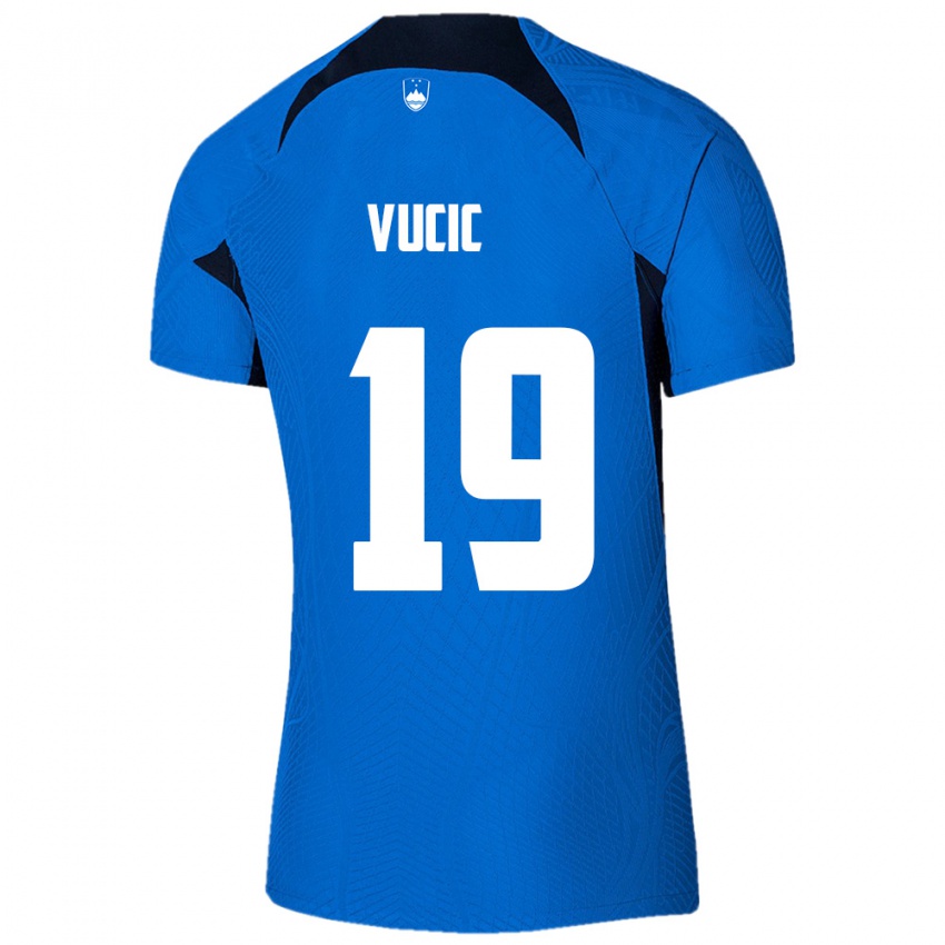 ילדים סלובניה Aron Vucic #19 כחול לבן הרחק ג'רזי 26-28 חולצה קצרה