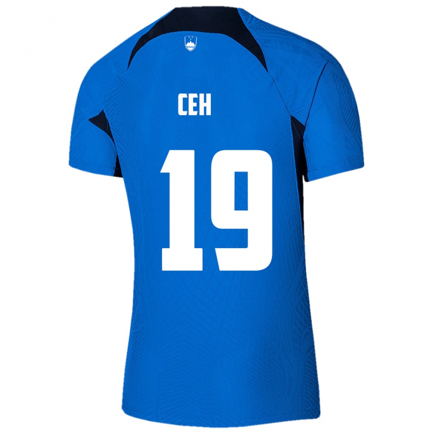 ילדים סלובניה Lukas Ceh #19 כחול לבן הרחק ג'רזי 26-28 חולצה קצרה