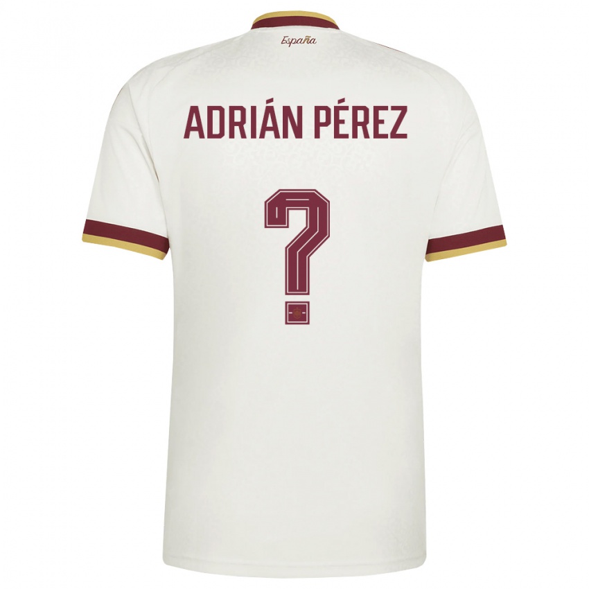 ילדים ספרד Adrián Pérez #0 שמנת בורדו הרחק ג'רזי 26-28 חולצה קצרה