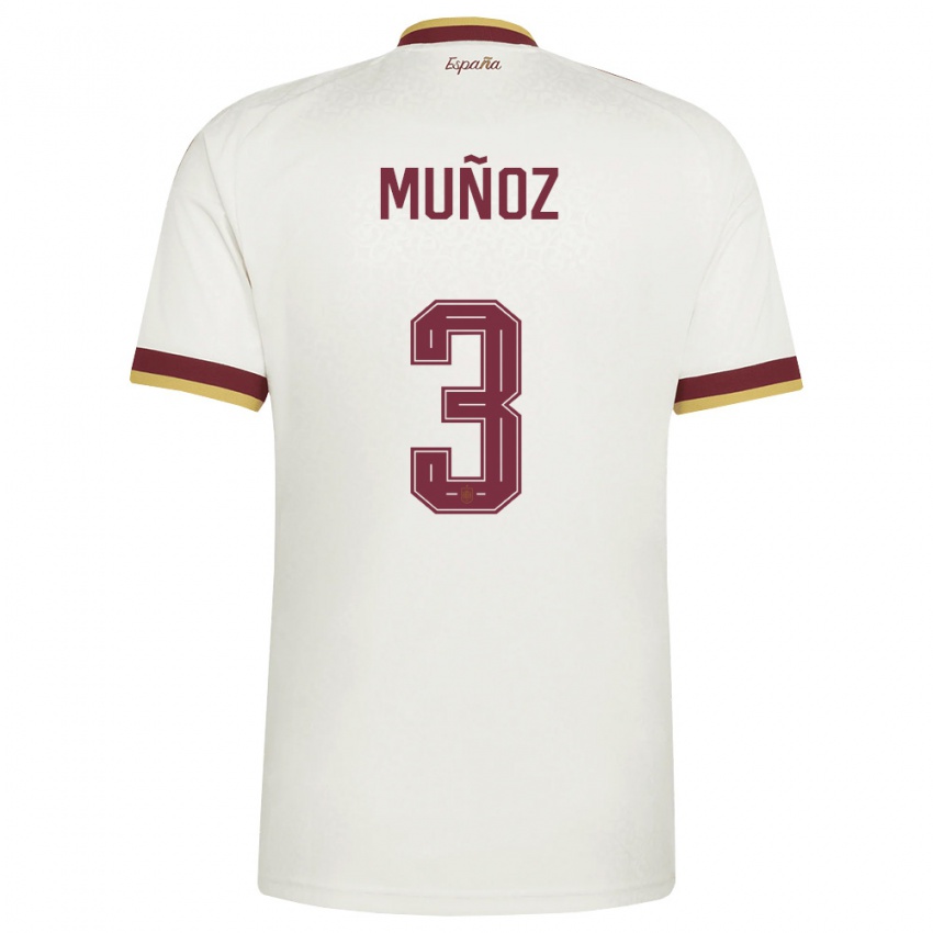 ילדים ספרד Dani Muñoz #3 שמנת בורדו הרחק ג'רזי 26-28 חולצה קצרה