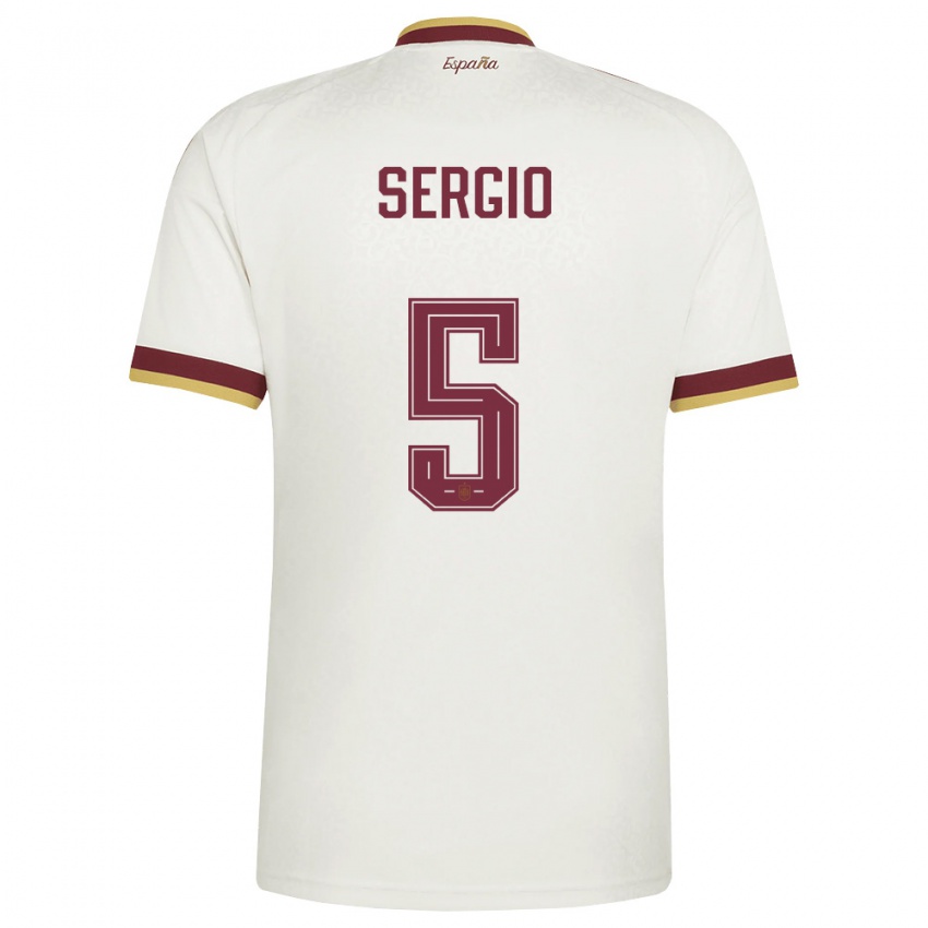 ילדים ספרד סרחיו בוסקטס #5 שמנת בורדו הרחק ג'רזי 26-28 חולצה קצרה