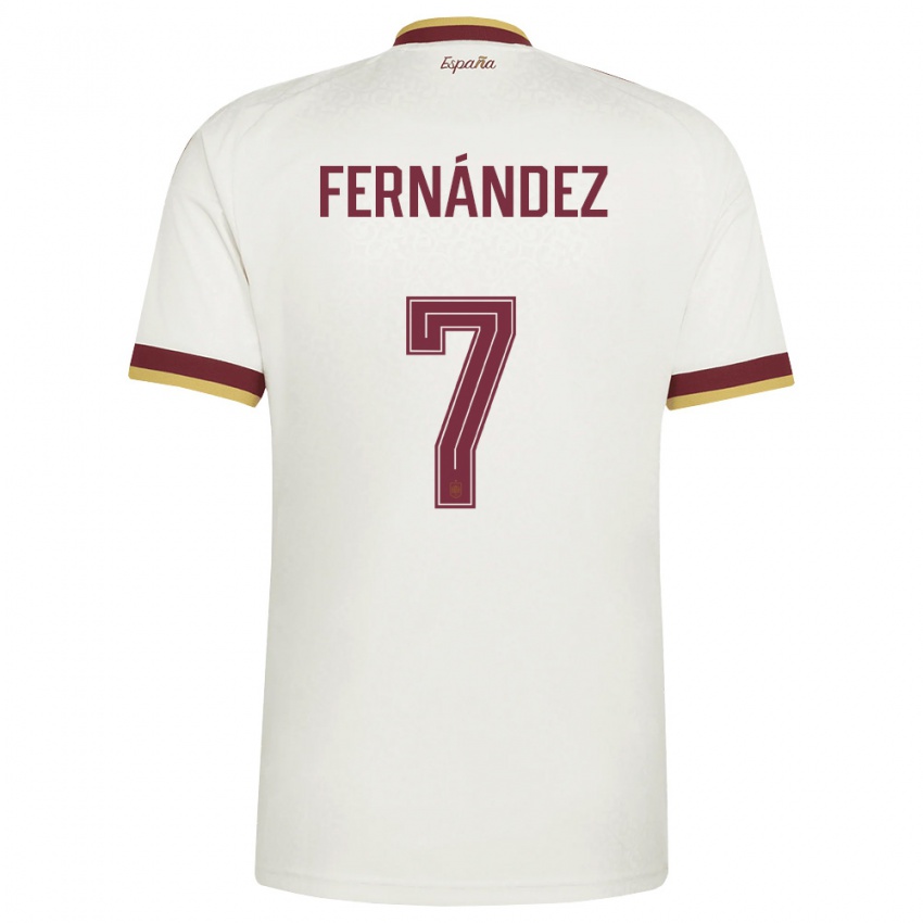ילדים ספרד Dani Fernández #7 שמנת בורדו הרחק ג'רזי 26-28 חולצה קצרה