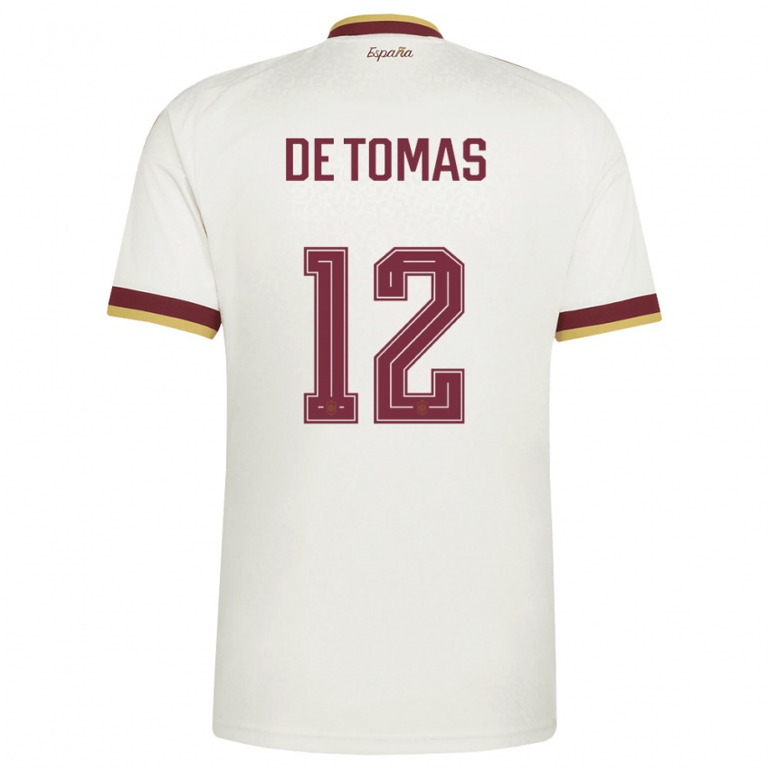 ילדים ספרד ראול דה תומאס #12 שמנת בורדו הרחק ג'רזי 26-28 חולצה קצרה
