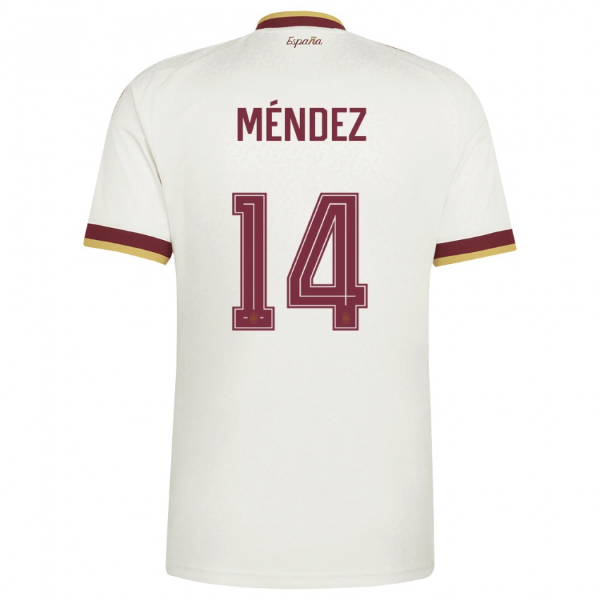 ילדים ספרד מריה מנדז #14 שמנת בורדו הרחק ג'רזי 26-28 חולצה קצרה