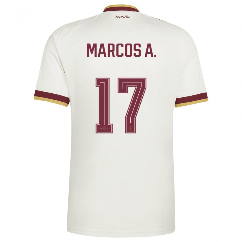 ילדים ספרד מרקוס אלונסו מנדוסה #17 שמנת בורדו הרחק ג'רזי 26-28 חולצה קצרה