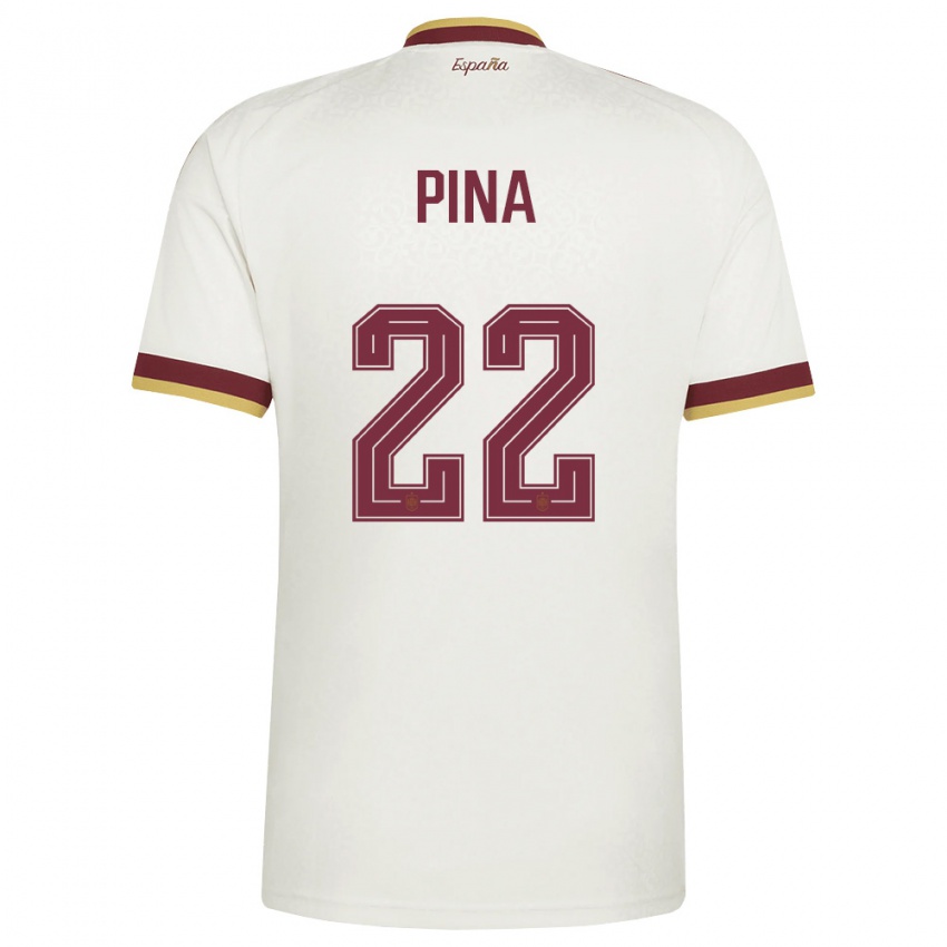 ילדים ספרד קלאודיה פינה #22 שמנת בורדו הרחק ג'רזי 26-28 חולצה קצרה