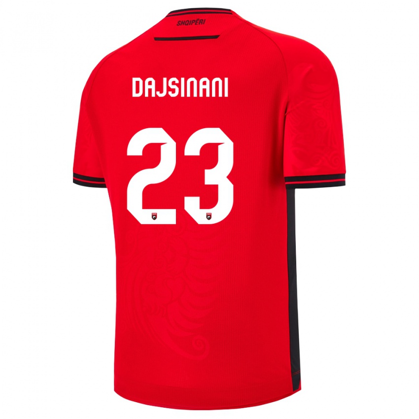 גברים אלבניה Mario Dajsinani #23 שחור אדום ג'רזי ביתית 26-28 חולצה קצרה