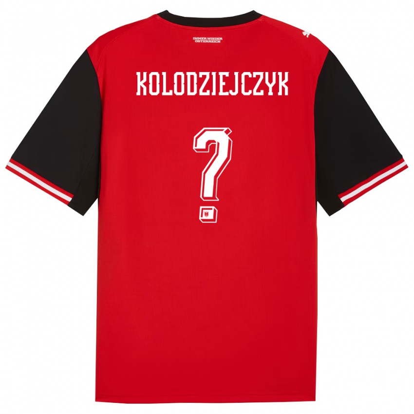 גברים אוסטריה Marek Kolodziejczyk #0 שחור לבן ג'רזי ביתית 26-28 חולצה קצרה