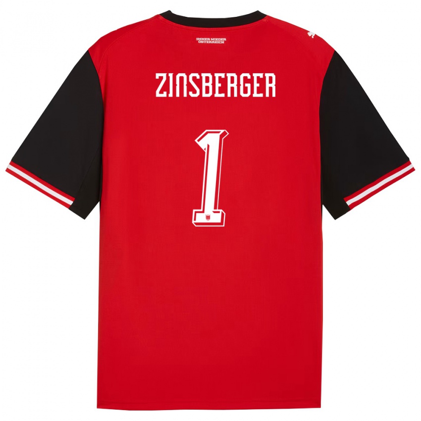 גברים אוסטריה Manuela Zinsberger #1 שחור לבן ג'רזי ביתית 26-28 חולצה קצרה