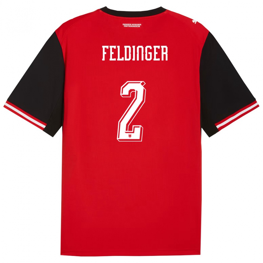 גברים אוסטריה Rafael Feldinger #2 שחור לבן ג'רזי ביתית 26-28 חולצה קצרה