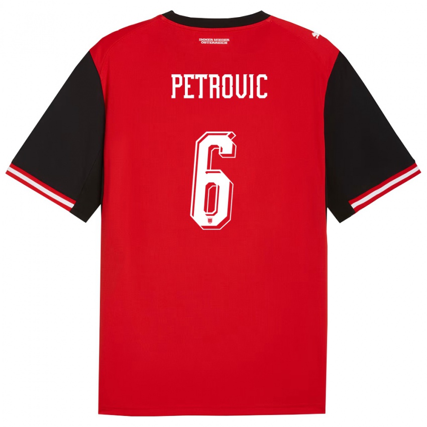 גברים אוסטריה Stefan Petrovic #6 שחור לבן ג'רזי ביתית 26-28 חולצה קצרה
