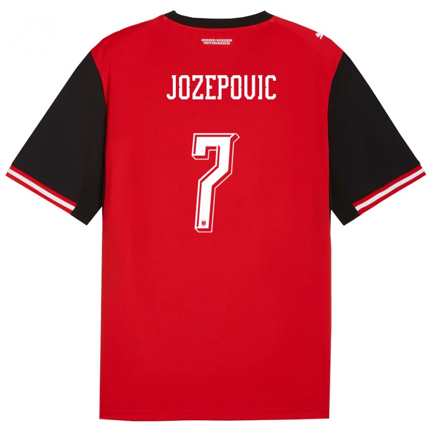 גברים אוסטריה Nicolas Jozepovic #7 שחור לבן ג'רזי ביתית 26-28 חולצה קצרה