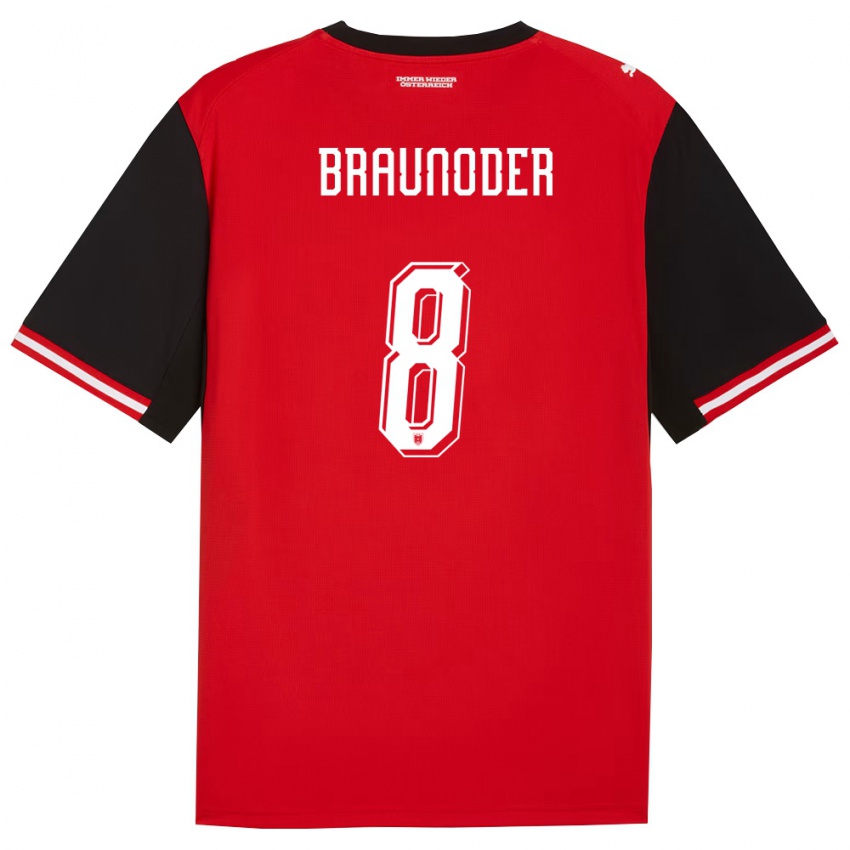 גברים אוסטריה Matthias Braunöder #8 שחור לבן ג'רזי ביתית 26-28 חולצה קצרה