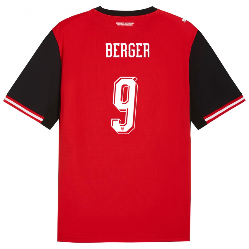 גברים אוסטריה Nico Berger #9 שחור לבן ג'רזי ביתית 26-28 חולצה קצרה