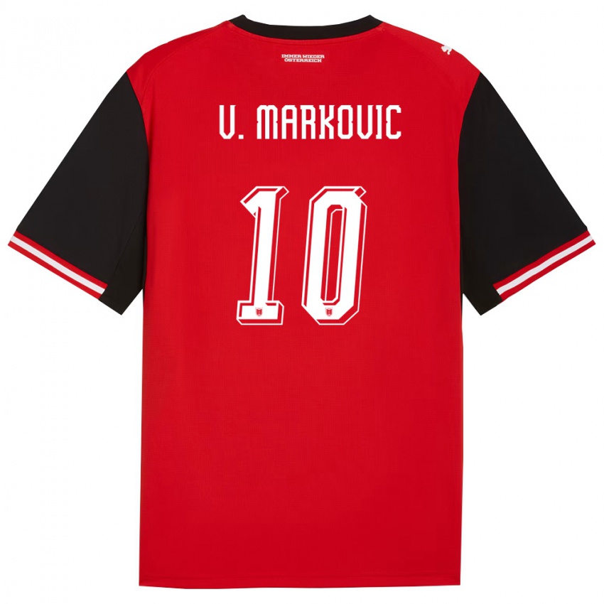 גברים אוסטריה Vasilije Markovic #10 שחור לבן ג'רזי ביתית 26-28 חולצה קצרה
