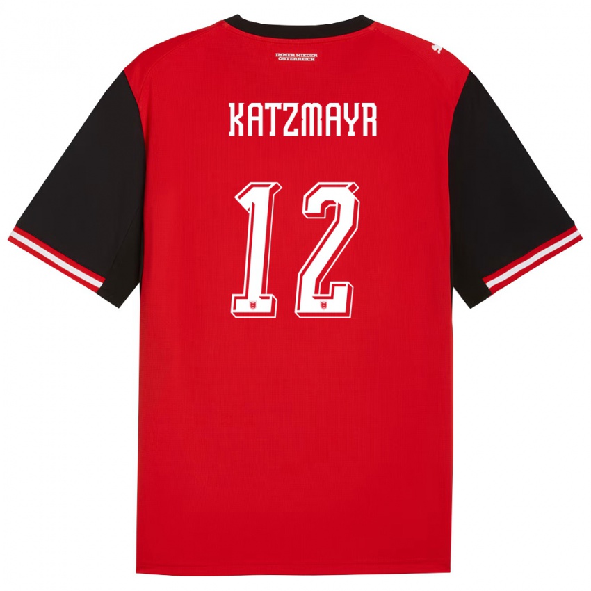 גברים אוסטריה Christof Katzmayr #12 שחור לבן ג'רזי ביתית 26-28 חולצה קצרה