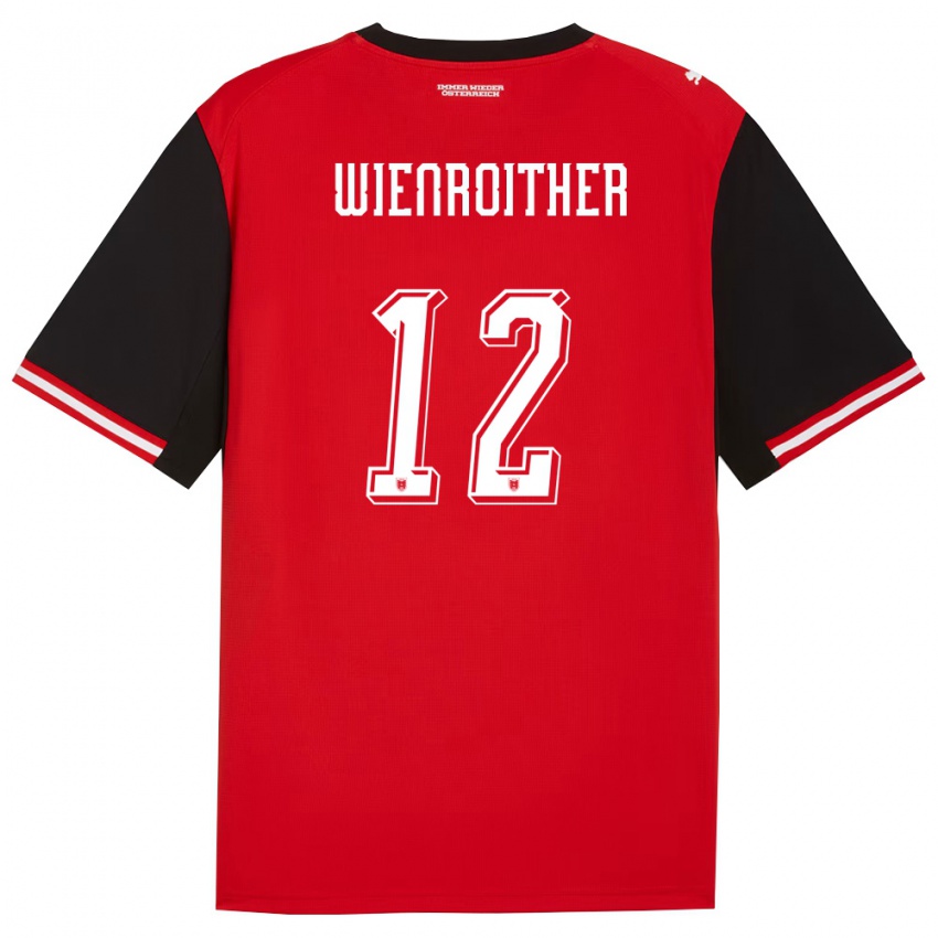 גברים אוסטריה Laura Wienroither #12 שחור לבן ג'רזי ביתית 26-28 חולצה קצרה