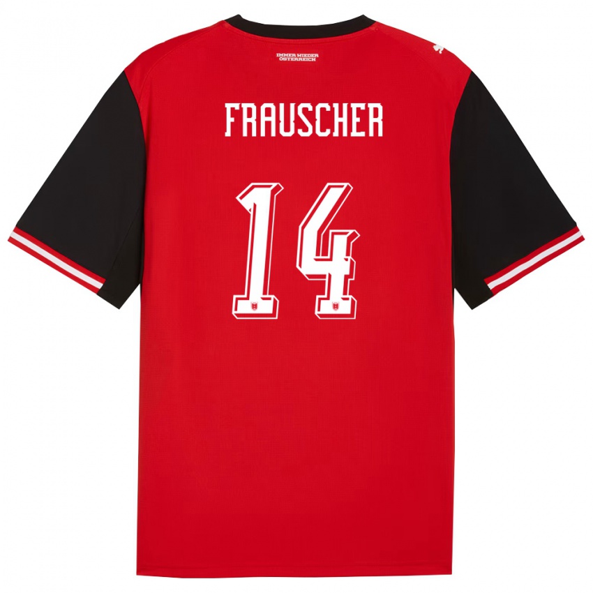 גברים אוסטריה Daniel Frauscher #14 שחור לבן ג'רזי ביתית 26-28 חולצה קצרה