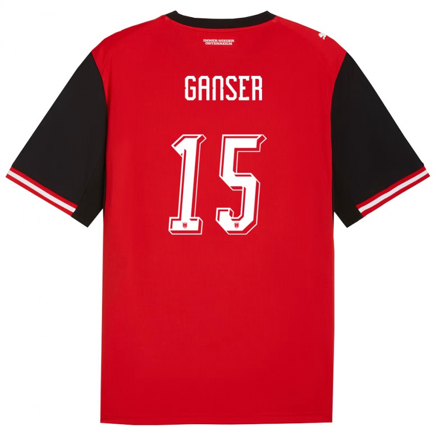 גברים אוסטריה Emil Ganser #15 שחור לבן ג'רזי ביתית 26-28 חולצה קצרה