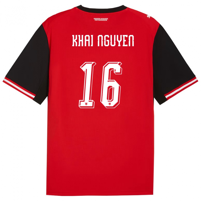 גברים אוסטריה Quoc Khai Nguyen #16 שחור לבן ג'רזי ביתית 26-28 חולצה קצרה