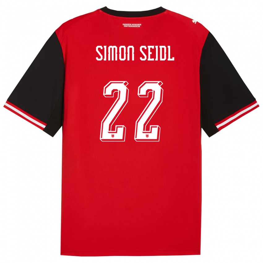 גברים אוסטריה Simon Seidl #22 שחור לבן ג'רזי ביתית 26-28 חולצה קצרה