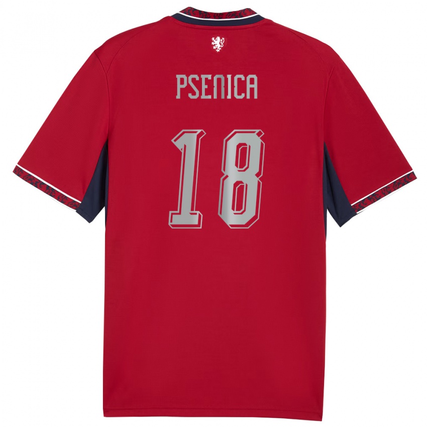גברים צ'כיה Jiri Psenica #18 אדום לבן כהה ג'רזי ביתית 26-28 חולצה קצרה