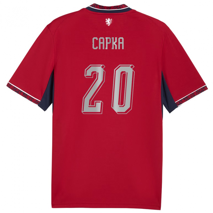 גברים צ'כיה Filip Capka #20 אדום לבן כהה ג'רזי ביתית 26-28 חולצה קצרה
