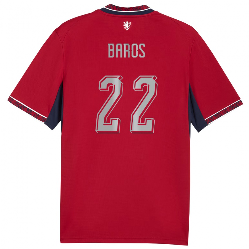 גברים צ'כיה סימון בארוש #22 אדום לבן כהה ג'רזי ביתית 26-28 חולצה קצרה